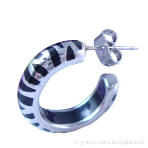 Surgical Steel Stud Earring with Black Enamel